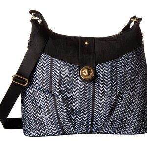 BAGGALLINI Black Chevron Pattern Helsinki Hobo Tote Crossbody Purse Shoulder Bag